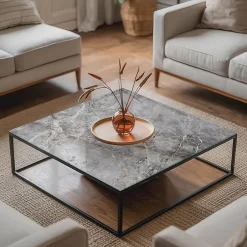 Wallfluent Dessus de table en verre trempé 60x60 cm Motif naturel de marbre