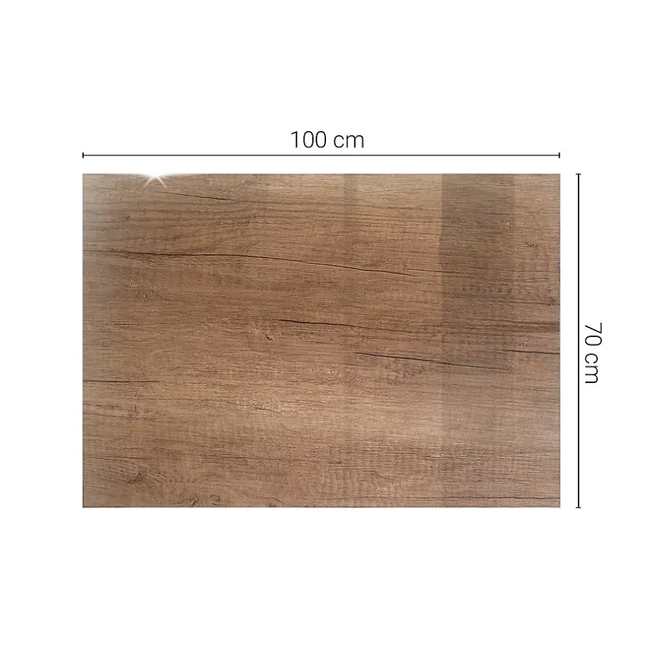 Dessus de table en verre trempé 100x70 cm Motif naturel du bois-Wallfluent Best