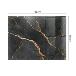 Dessus de table en verre trempé 80x60 cm Motif marbré avec veines-Wallfluent New