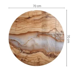 Dessus de table en verre trempé fi70 cm Bois naturel avec résine-Wallfluent Sale