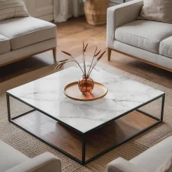 Dessus de table en verre trempé 50x50 cm Motif de surface en marbre-Wallfluent Clearance