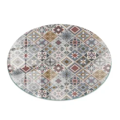 Dessus de table en verre trempé fi80 cm Motif mosaïque avec ornements-Wallfluent Hot