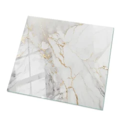 Dessus de table en verre trempé 60x60 cm Marbre élégant avec veines-Wallfluent New