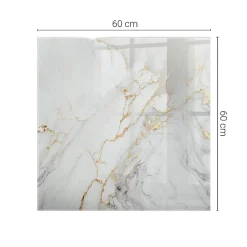 Dessus de table en verre trempé 60x60 cm Marbre élégant avec veines-Wallfluent New