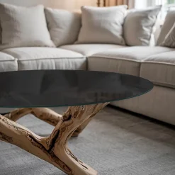 Wallfluent Dessus de table en verre trempé fi80 cm Couleur noire lisse