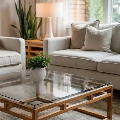 Dessus de table en verre trempé 60x60 cm Transparent-Wallfluent Sale