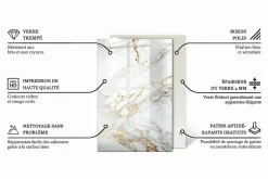 Dessus de table en verre trempé 120x80 cm Motif naturel de marbre-Wallfluent Discount