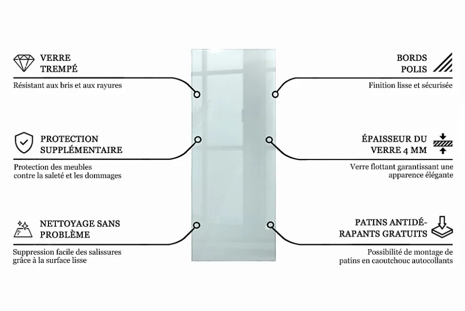 Wallfluent Dessus de table en verre trempé 125x50 cm Transparent