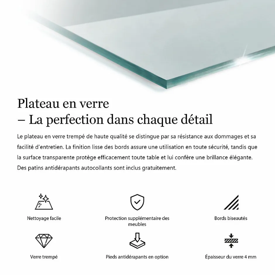 Wallfluent Dessus de table en verre trempé 125x50 cm Transparent