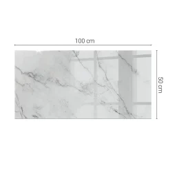 Wallfluent Dessus de table en verre trempé 100x50 cm Motif de surface en marbre