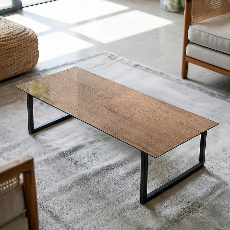 Wallfluent Dessus de table en verre trempé 125x50 cm Motif naturel du bois