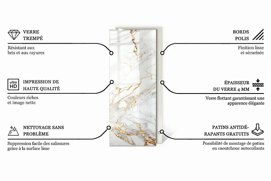 Wallfluent Dessus de table en verre trempé 125x50 cm Motif naturel du bois
