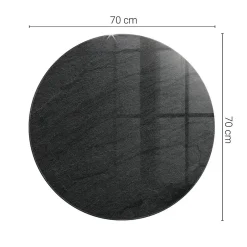 Wallfluent Dessus de table en verre trempé fi70 cm Texture de pierre naturelle