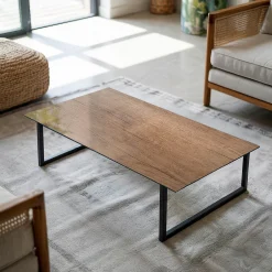 Dessus de table en verre trempé 100x50 cm Motif naturel du bois-Wallfluent Clearance