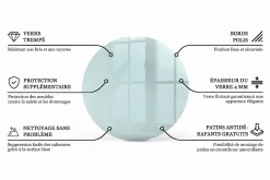 Dessus de table en verre trempé fi80 cm Transparent-Wallfluent Best