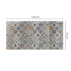 Wallfluent Dessus de table en verre trempé 140x70 cm Motif mosaïque avec ornements