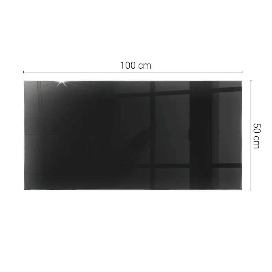 Dessus de table en verre trempé 100x50 cm Couleur noire lisse-Wallfluent Clearance