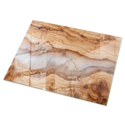 Wallfluent Dessus de table en verre trempé 120x80 cm Bois naturel avec résine