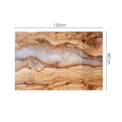 Wallfluent Dessus de table en verre trempé 120x80 cm Bois naturel avec résine