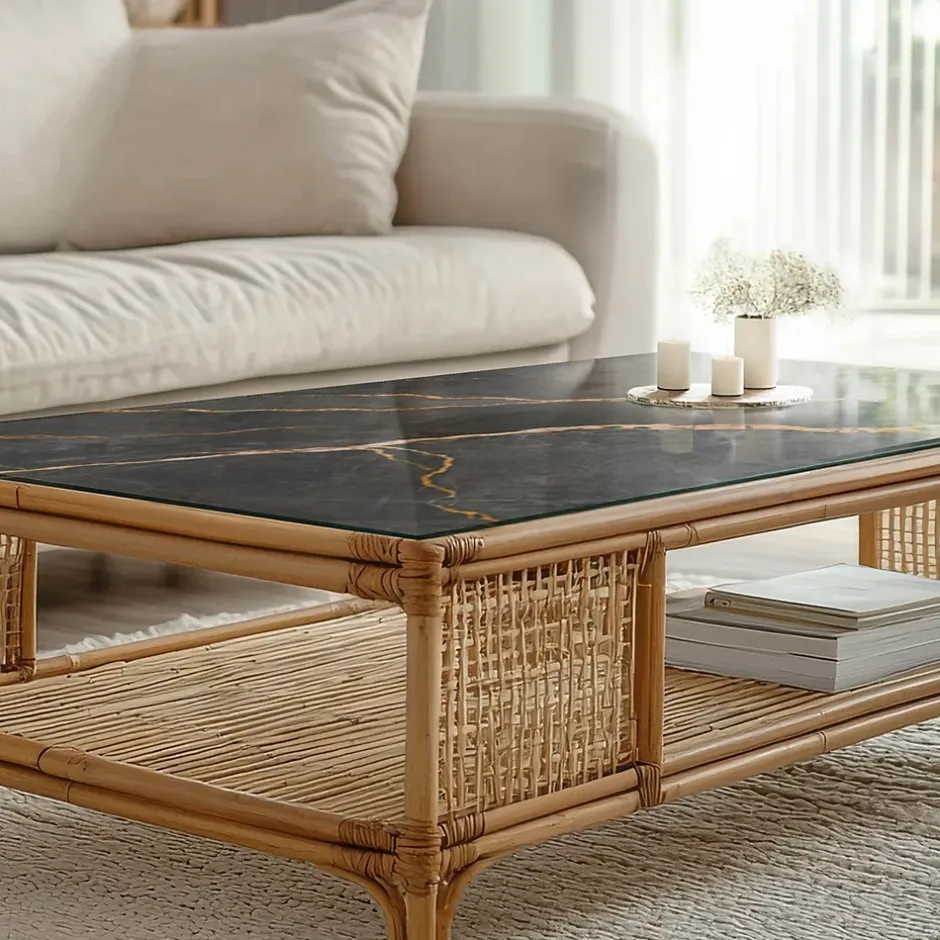 Wallfluent Dessus de table en verre trempé 120x60 cm Motif marbré avec veines