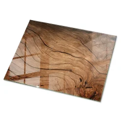 Wallfluent Dessus de table en verre trempé 80x60 cm Motif bois