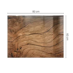 Wallfluent Dessus de table en verre trempé 80x60 cm Motif bois
