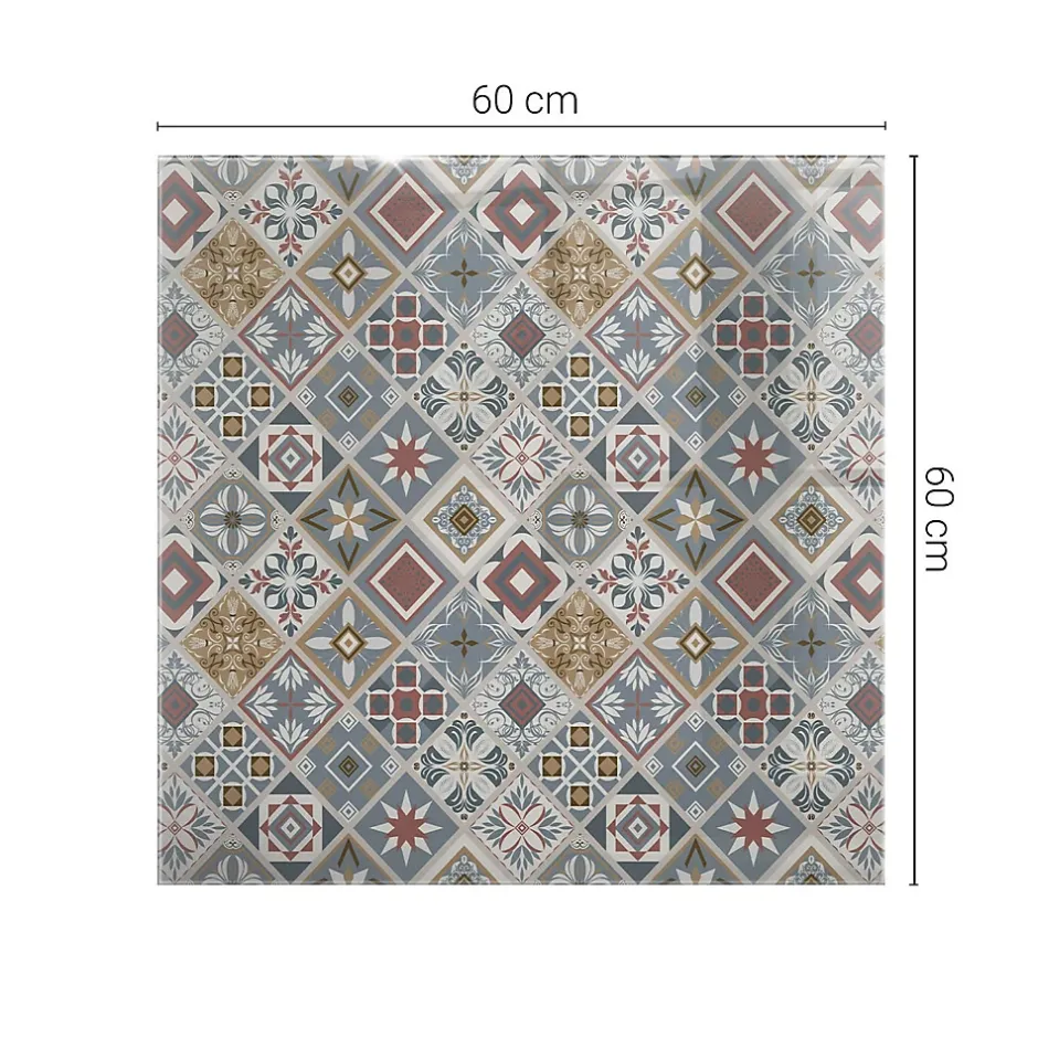 Dessus de table en verre trempé 60x60 cm Motif mosaïque avec ornements-Wallfluent Clearance