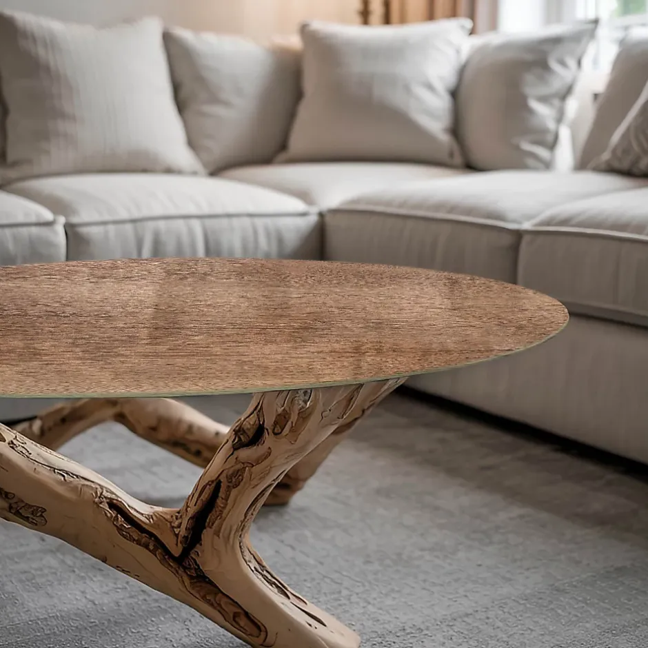 Dessus de table en verre trempé fi70 cm Motif naturel du bois-Wallfluent Sale