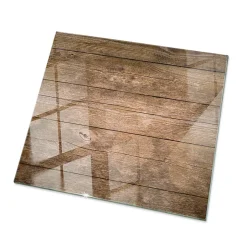 Dessus de table en verre trempé 50x50 cm Structure de planches en bois-Wallfluent Clearance