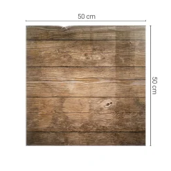 Dessus de table en verre trempé 50x50 cm Structure de planches en bois-Wallfluent Clearance
