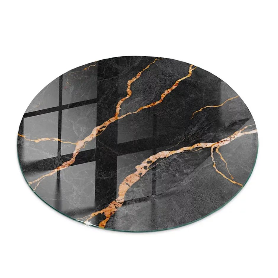 Dessus de table en verre trempé fi50 cm Motif marbré avec veines-Wallfluent New