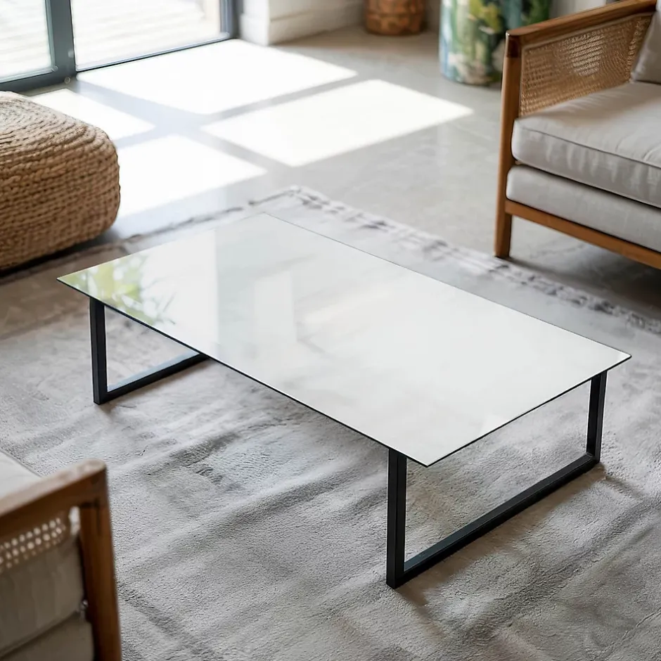 Wallfluent Dessus de table en verre trempé 140x70 cm Couleur blanche lisse