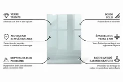 Wallfluent Dessus de table en verre trempé 100x70 cm Transparent