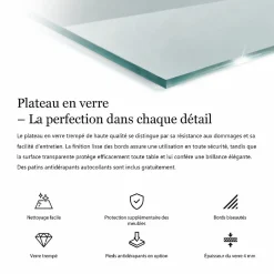 Wallfluent Dessus de table en verre trempé 100x70 cm Transparent