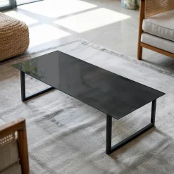 Dessus de table en verre trempé 125x50 cm Couleur noire lisse-Wallfluent New