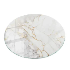 Wallfluent Dessus de table en verre trempé fi70 cm Marbre élégant avec veines