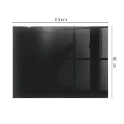 Wallfluent Dessus de table en verre trempé 80x60 cm Couleur noire lisse