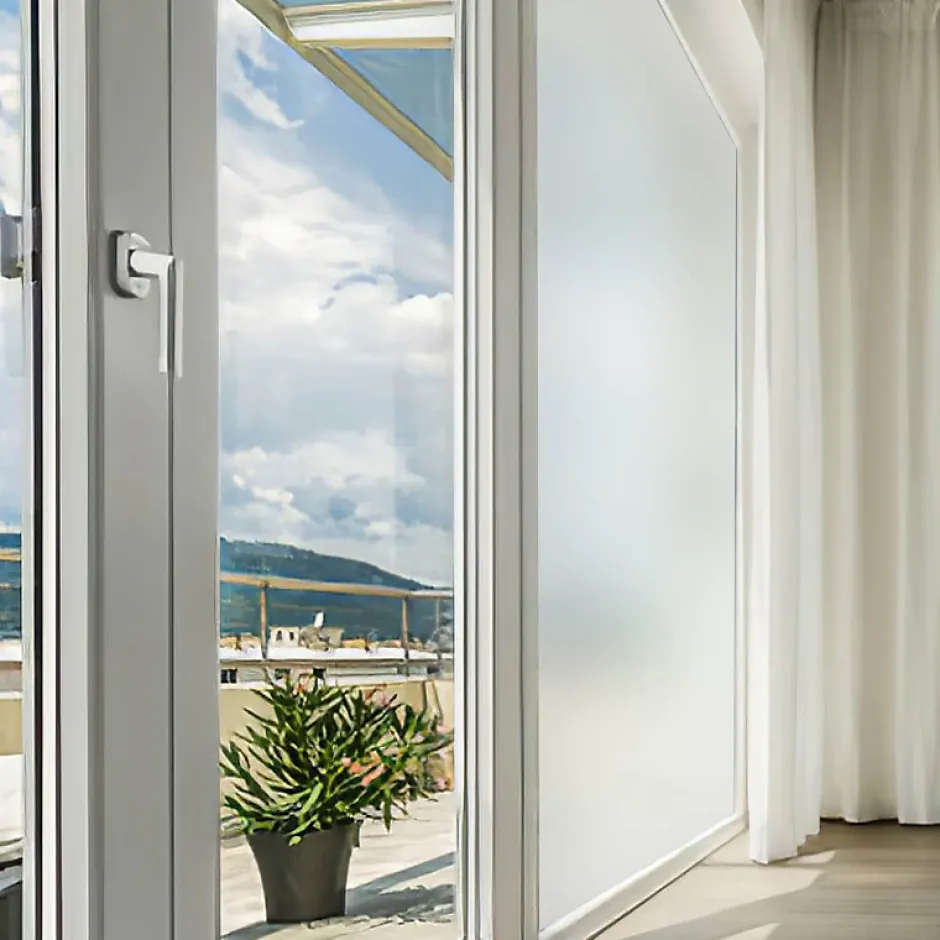 DIMEXACT - Film adhésif anti-regard mat translucide pour extérieur - 152 cm x 0.5 m - en Rouleau- Outlet