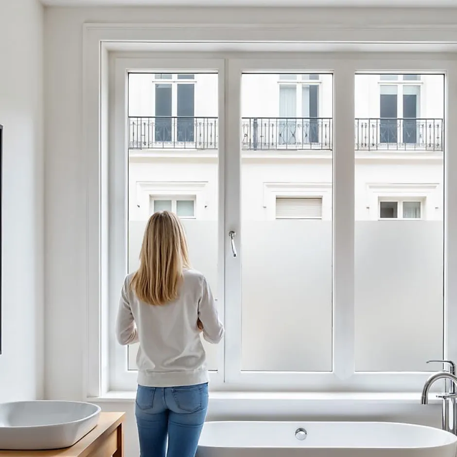 DIMEXACT - Film adhésif anti-regard mat translucide pour extérieur - 152 cm x 0.5 m - en Rouleau- Outlet