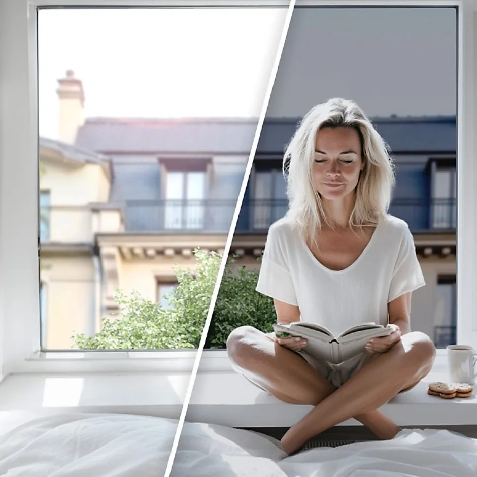 DIMEXACT - Film anti regard pour fenêtre à petit vitrage vis-à-vis proche - bronze - 75 cm x 1 m - en Rouleau