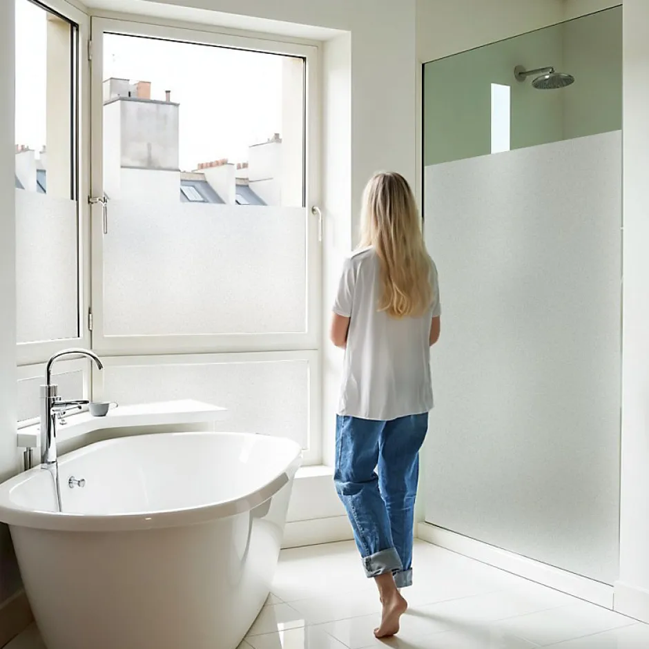 DIMEXACT - Film dépoli repositionnable blanc - 120 cm x 1.5 m - en Rouleau