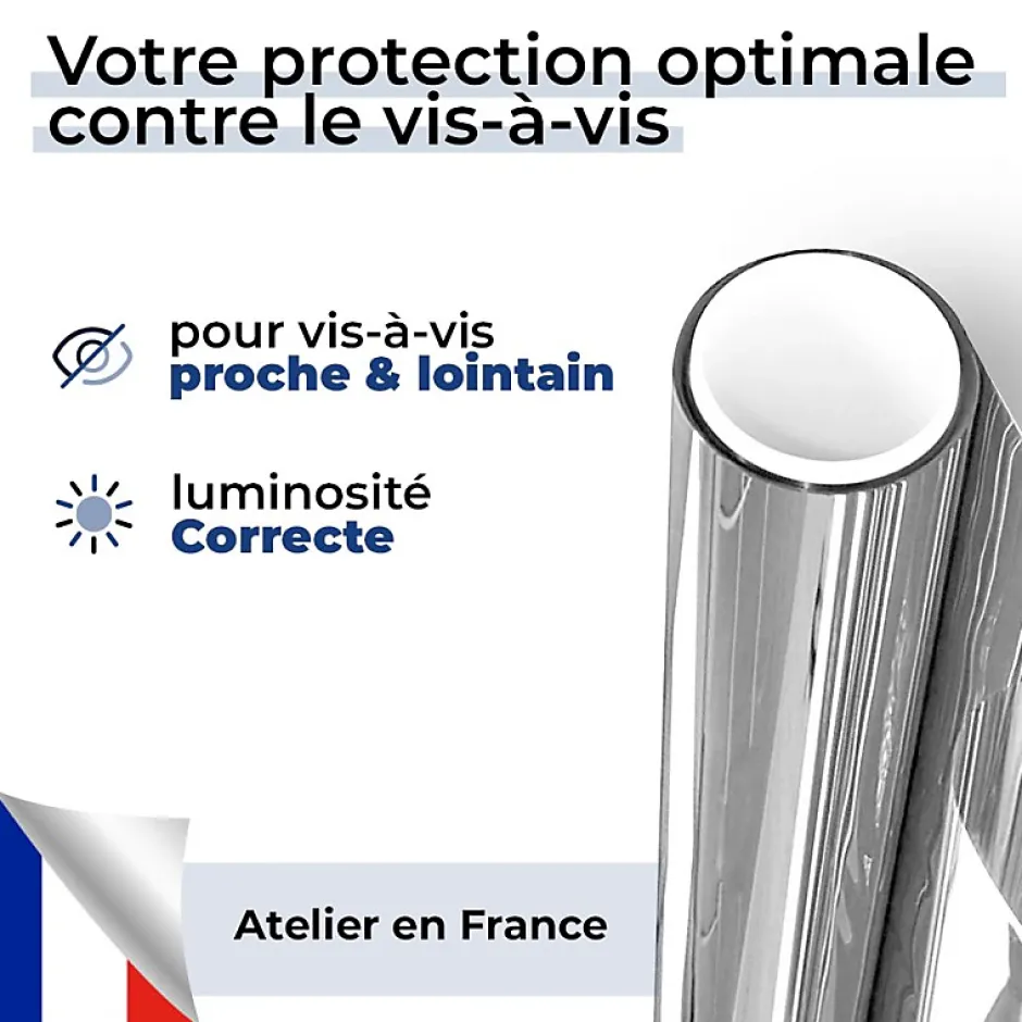 DIMEXACT - Film miroir sans tain argent chromé - Haute durabilité - 152 cm x 10 m - en Rouleau