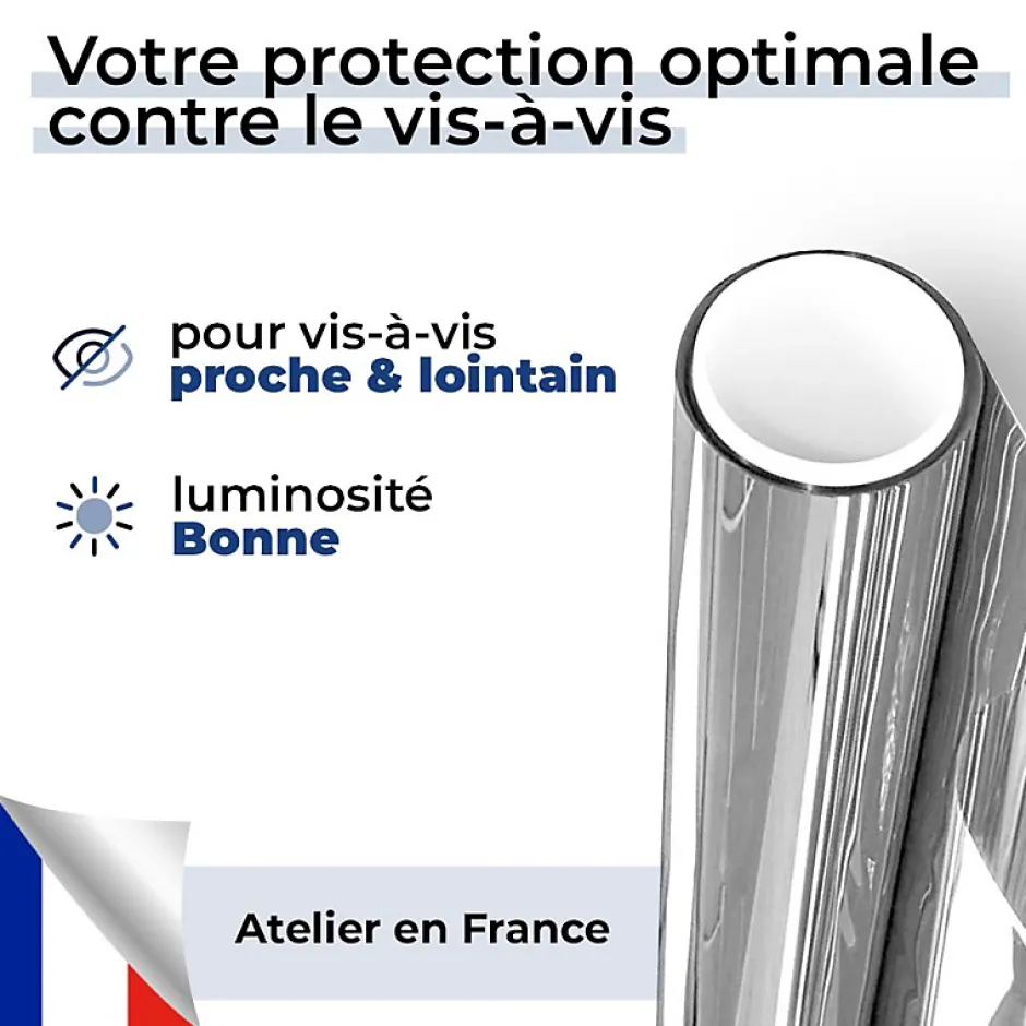 DIMEXACT - Film miroir sans tain repositionnable pour grand vitrage - alu foncé - 120 cm x 1 m - en Rouleau