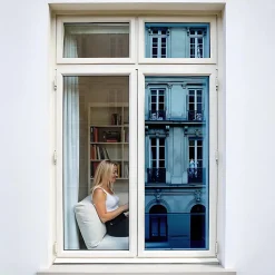 DIMEXACT - Film miroir sans tain pour grand vitrage vis-à-vis proche - bleu - 75 cm x 1.5 m - en Rouleau