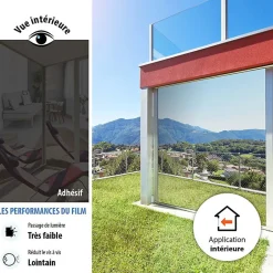 DIMEXACT - Film miroir total des 2 côtés vis-à-vis proche et lointain - argent - 75 cm x 0.5 m - en Rouleau- Best