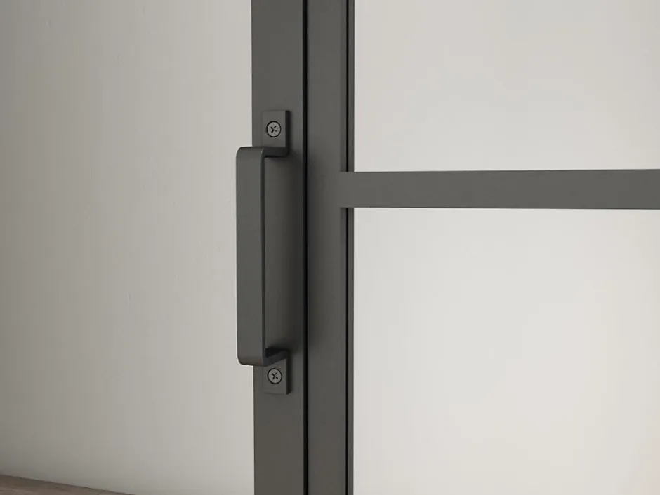 Schulte Double porte coulissante complète verre - 205x220 - porte vitrée - porte verrière - décor Loftstyle - noir