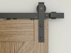 Double porte coulissante intérieure en bois - 180x215 - chêne - oak - système ouvert noir - softclose-Schulte Hot