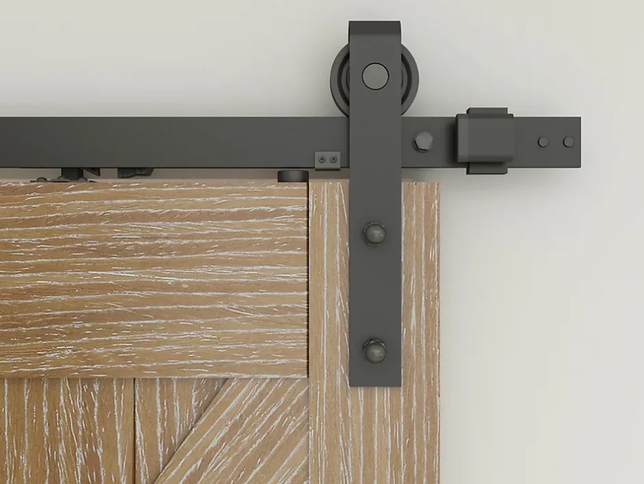 Double porte coulissante intérieure en bois - 180x215 - chêne - oak - système ouvert noir - softclose-Schulte Hot