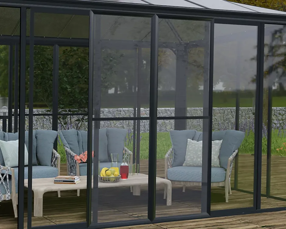 Canopia Double-porte moustiquaire grise pour véranda et tonnelle