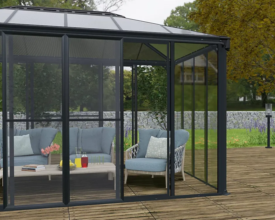 Canopia Double-porte moustiquaire grise pour véranda et tonnelle